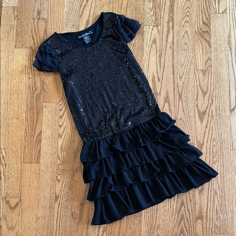 Rachael & Chloe Black Sequin Ruffle Dress